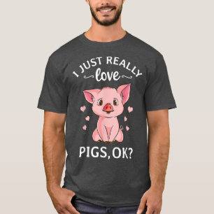 Ik hou echt van varkens OK Hog Lover Cute Farmer T-shirt