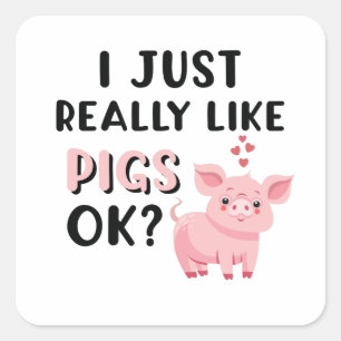Ik hou echt van varkens. vierkante sticker