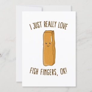 Ik hou echt van visvingers, oké? Cute Kawaii Kaart
