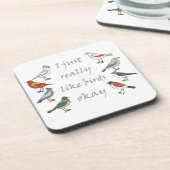 Ik hou echt van vogels OK T-shirt Birdwatcher Bier Onderzetter (Linkerzijde)