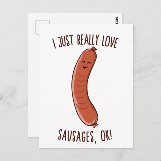 Ik hou echt van worst. Cute Kawaii Weine Briefkaart (Voorkant / Achterkant)