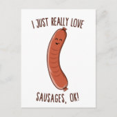 Ik hou echt van worst. Cute Kawaii Weine Briefkaart (Voorkant)