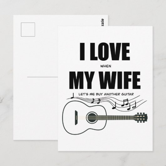 Ik hou ervan als mijn vrouw me een andere gitaar l briefkaart (Voorkant / Achterkant)