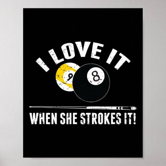 Ik hou ervan als ze het aait - grappig biljart poster (Voorkant)