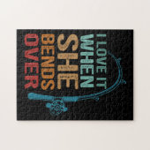 Ik hou ervan als ze over haar heen gaat, grappig V Legpuzzel (Horizontaal)