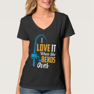 Ik hou ervan als ze zich over de hengel buigt Vint T-shirt