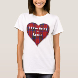 Ik hou ervan een Leslie Clan Red Tartan Pset Heart T-shirt