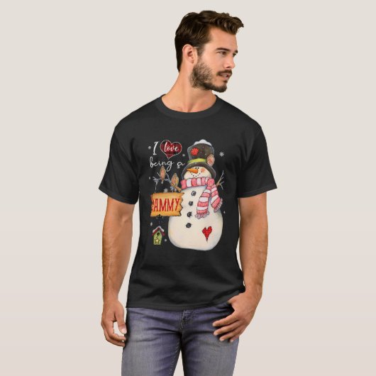 Ik hou ervan een Mammy Snowman Funny Family Christ T-shirt (Voorkant volledig)