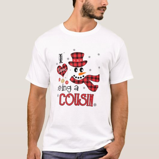 Ik hou ervan een neef Snowman Funny Family Christm T-shirt (Voorkant)
