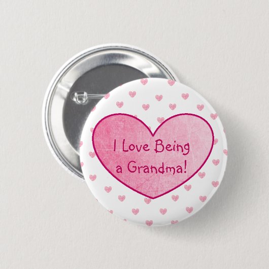Ik hou ervan een oma Button roze harten te zijn (Voorkant /achterkant)