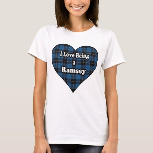Ik hou ervan een Ramsey Blue Clan Tartan te zijn T-shirt (Voorkant)