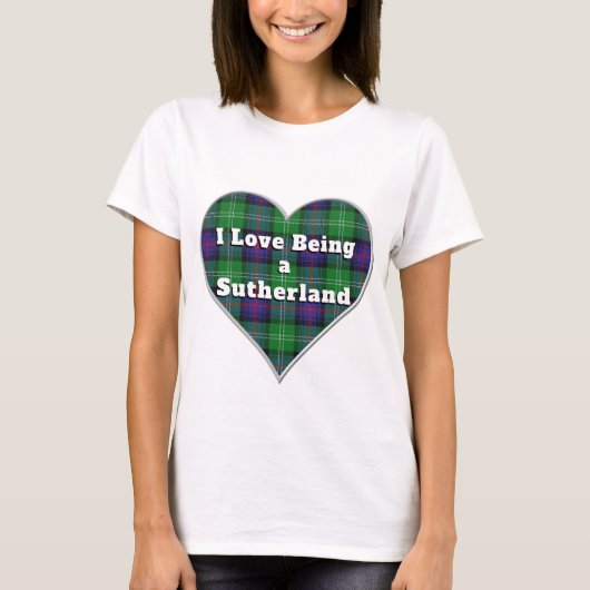 Ik hou ervan een Sutherland Clan Tartan Pset Heart T-shirt (Voorkant)