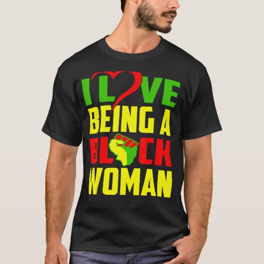 Ik hou ervan een zwarte Afrikaanse Afro Woma te zi T-shirt (Voorkant)