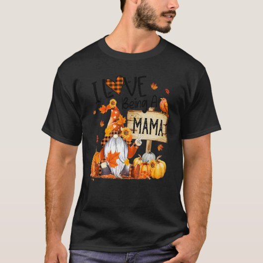 Ik hou ervan mama Cute Gnome Pumpkin Thanksgiving  T-shirt (Voorkant)