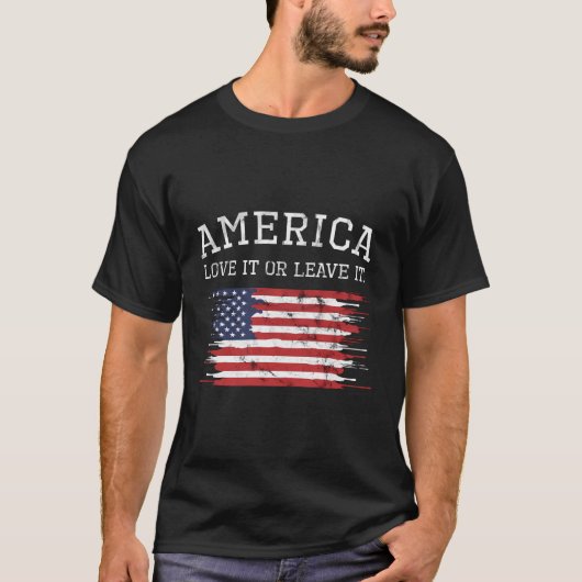 Ik hou ervan of laat het Amerika patriot op 4 juli T-shirt (Voorkant)