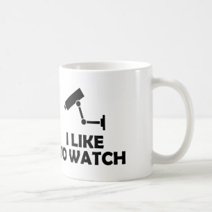 Ik hou ervan om CCTV-videocamera-opname te bekijke Koffiemok
