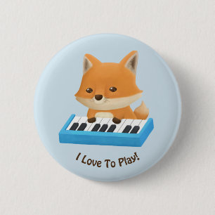 Ik hou ervan om Cute Fox te spelen op Piano Kids K Ronde Button 5,7 Cm