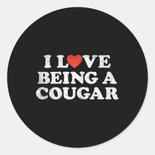 Ik hou ervan om een Cougar Outfit Cougars Heart Ho Ronde Sticker