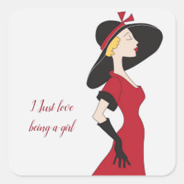 Ik hou ervan om een meisje te zijn vierkante sticker