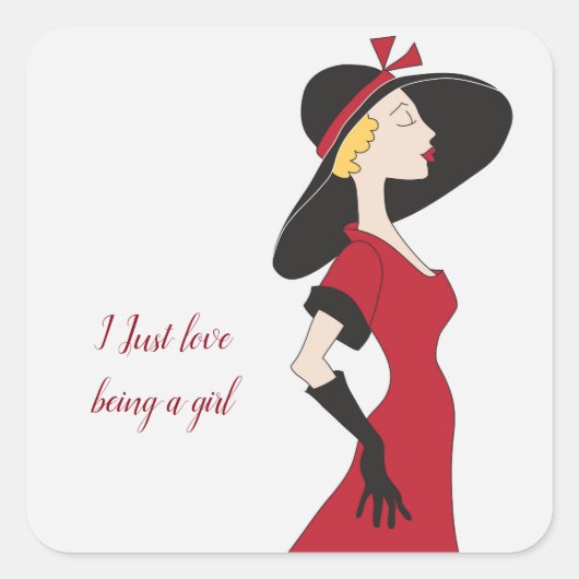 Ik hou ervan om een meisje te zijn vierkante sticker (Voorkant)