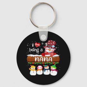 Ik hou ervan om een Nana Snowman Fun Fry Christmas Sleutelhanger