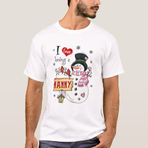 Ik hou ervan om een nanny Snowman kerstfeest te zi T-shirt