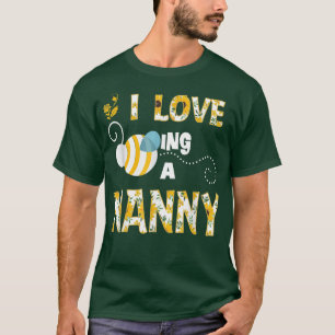 Ik hou ervan om een nanny Sunflower Bee Grandma Wo T-shirt
