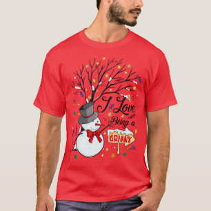 Ik hou ervan om een oma sneeuwman grappige familie t-shirt
