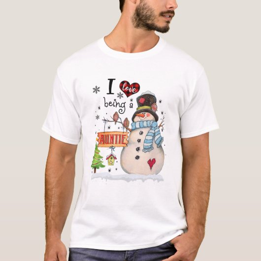 Ik hou ervan om een tante Snowman Kerstmis te zijn T-shirt (Voorkant)