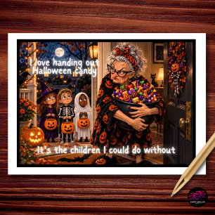 Ik hou ervan om Halloween-snoep uit te delen Feestdagen Kaart