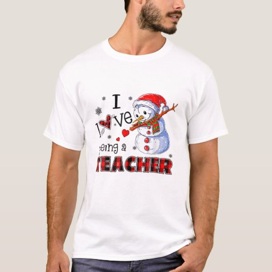 Ik hou ervan om leraar kerstmis te zijn die Snowma T-shirt (Voorkant)