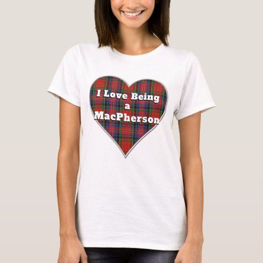 Ik hou ervan om MacPherson Clan Red Tartan Heart t T-shirt (Voorkant)