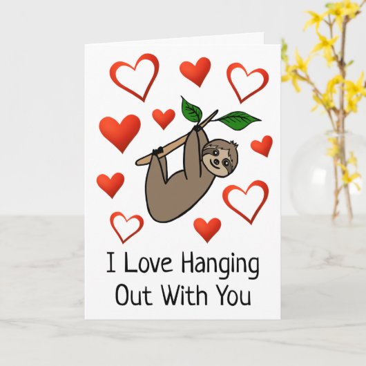 Ik hou ervan om mee te doen met je Sloth Valentijn Kaart (Gele Bloem)