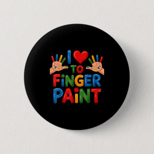 Ik hou ervan om met vingers te schilderen koppels ronde button 5,7 cm