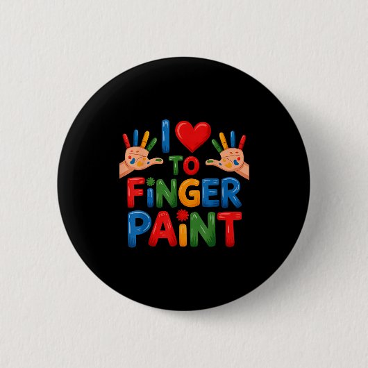 Ik hou ervan om met vingers te schilderen koppels  ronde button 5,7 cm (Voorkant)
