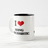 Ik hou ervan om Narcistisch te zijn Tweekleurige Koffiemok (Voorkant links)