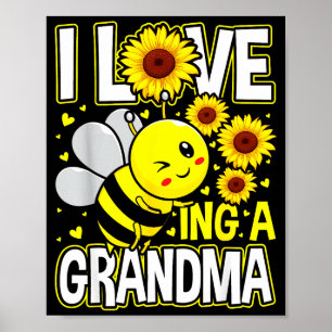 Ik hou ervan oma zonnebloem bij te zijn, moederdag poster