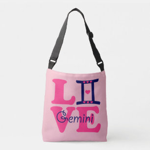 ♊★ 😍Ik hou Gemini-Best-Zodiac teken All-Over-Prin Crossbody Tas