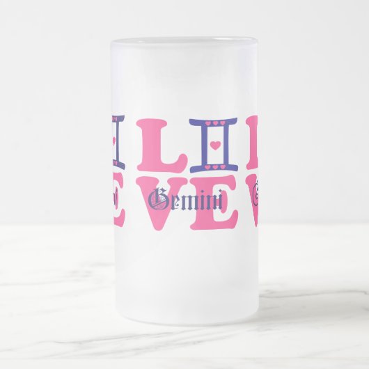 ♊★ 😍Ik hou Gemini-Best-Zodiac teken Frosted Bier Matglas Bierpul (Center)