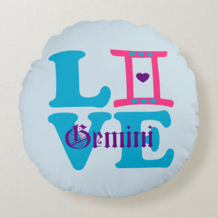 ♊★ 😍Ik hou Gemini-Best-Zodiac teken rond gooien Kussen
