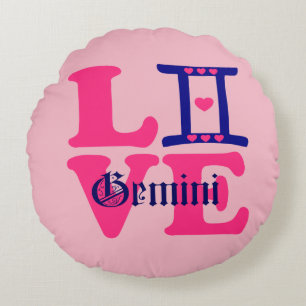 ♊★ 😍Ik hou Gemini-Best-Zodiac teken rond gooien Kussen