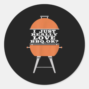 Ik hou gewoon echt van BBQ barbecue grill vlees et Ronde Sticker