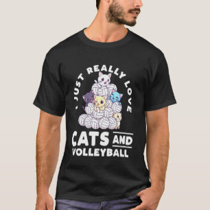 Ik hou gewoon echt van katten en volleybal leuk on t-shirt