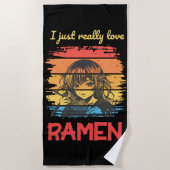 Ik hou gewoon echt van Ramen retro Anime Strandlaken (Voorkant)