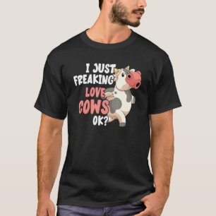 Ik hou gewoon gek van koeien Ok grappige boer boer T-shirt
