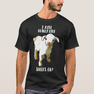  Ik hou gewoon heel erg van schapen OK Funny Anima T-shirt