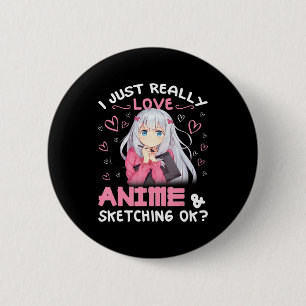 Ik hou gewoon van animatie en kettingtekenkunst ronde button 5,7 cm