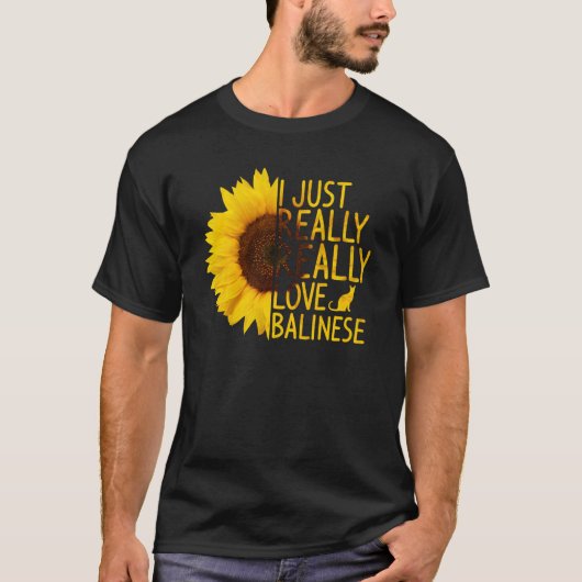 Ik hou gewoon van Balinese Mannen Feline Sunf T-shirt (Voorkant)