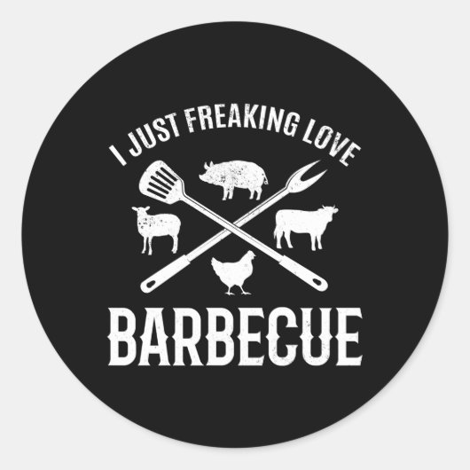 Ik hou gewoon van barbecue barbecuegrilling BB Ronde Sticker (Voorkant)