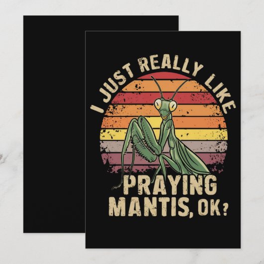 Ik hou gewoon van bidden Mantis OK Insect Retro Feestdagenkaart (Voorkant / Achterkant)